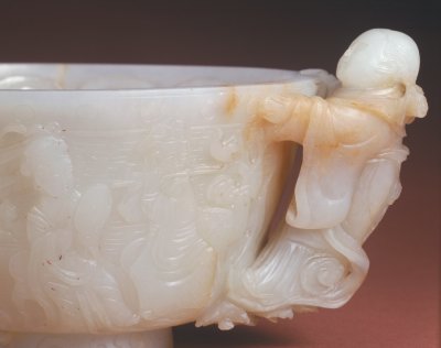 图片[2]-White jade double standing ear music cup-China Archive